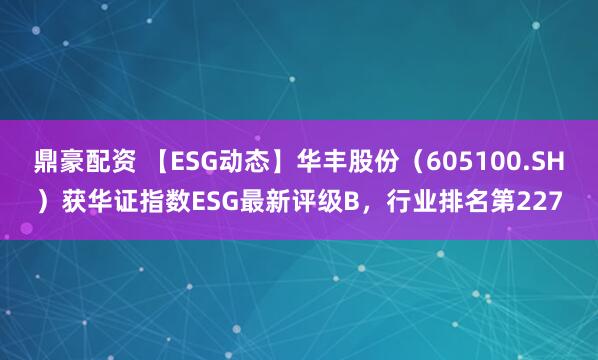 鼎豪配资 【ESG动态】华丰股份（605100.SH）获华证指数ESG最新评级B，行业排名第227