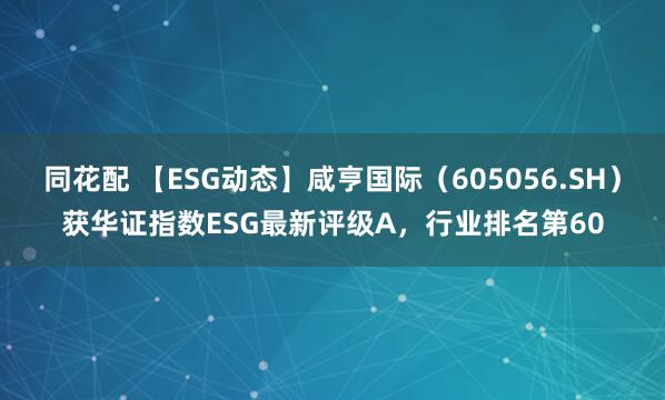 同花配 【ESG动态】咸亨国际（605056.SH）获华证指数ESG最新评级A，行业排名第60